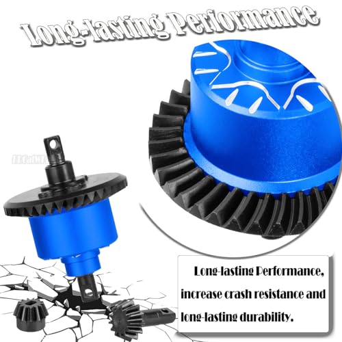 Front Rear 37T Differential Gear Upgrades Part for 1/10 Slash 4X4 (VXL)/Rustler 4X4 (VXL)/Stampede 4X4 (VXL)/Jato 4X4 (VXL) 4WD,XO-1,RC Steel #45 Diff Set Hop Ups,Navy Blue - color: Navy Blue - (37t Differential)