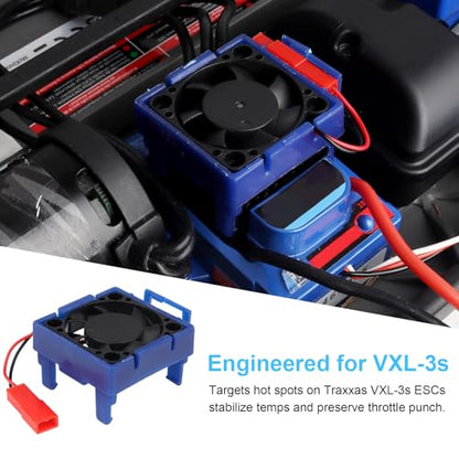 RC Motor Heatsink with Dual Fan for Traxxas Velineon Motor & VXL‑3s ESC 15,000 RPM High‑Flow, Aluminum Bracket