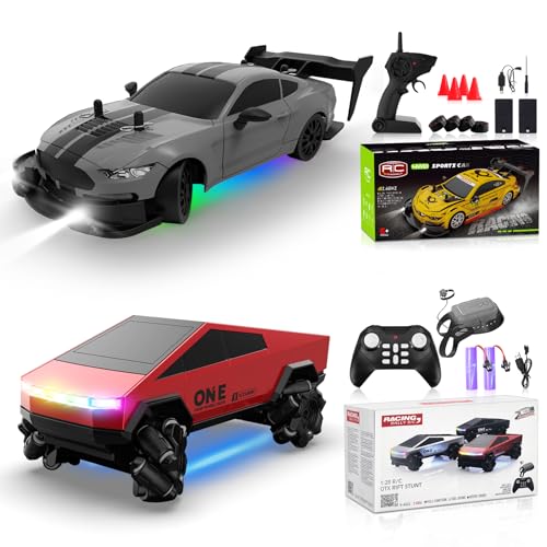 RC Drift Car 1/20 Scale 2.4GHz 4WD Remote Control Cars with Led Lights 22KM/H High Speed &1/28 Scale Gesture Sensing RC Stunt Cars Toys for 6-12 Years Old Boys Girls
