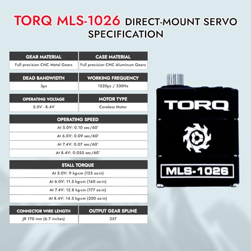 TORQ MLS-1026 Premium Direct-Mount, Powerful High-Torque RC Servo with CNC Aluminum Case & Waterproof Used for Remote Control, RC Rock Crawler 1/18 TRX4M Land Rover Defender / F150 / Chevrolet K10 - color: Trx4m Servo