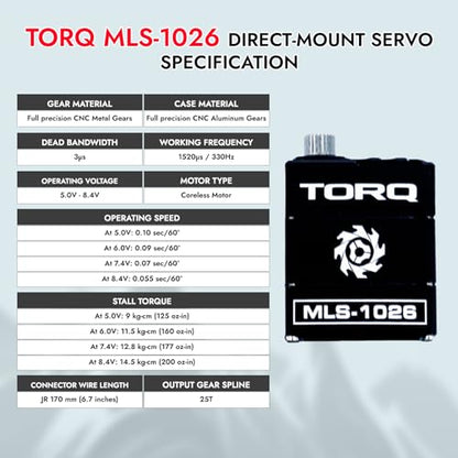 TORQ MLS-1026 Premium Direct-Mount, Powerful High-Torque RC Servo with CNC Aluminum Case & Waterproof Used for Remote Control, RC Rock Crawler 1/18 TRX4M Land Rover Defender / F150 / Chevrolet K10 - color: Trx4m Servo