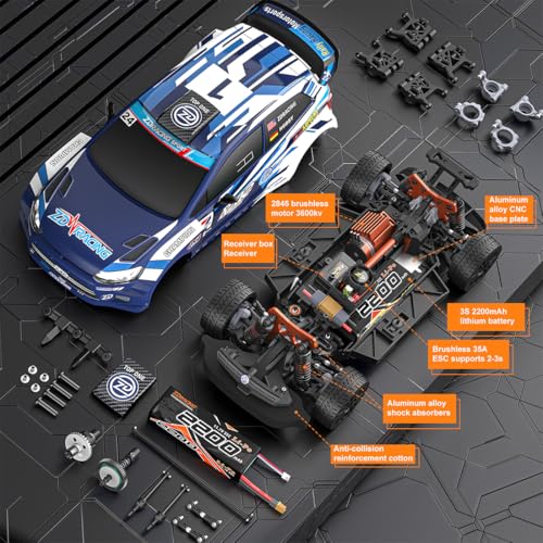 RC Rally Car, ZD Racing RX12 1/12 Scale 4WD Brushless Rally Car with Alloy Suspension, Idea Vehicle Gift for Adults and Teens (Blue) - color: Blue
