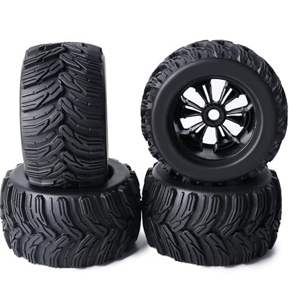 Preglued Larger 17mm Hex 1/8 RC Truck Wheels Tires 3.8“ RC Monster Truck Tyres for 1/8 Summit ERveo 1/8 Arrma 6S Kraton Outcast Notorious 1/7 6S Big Rock Redcat HPI 1/8 Savage JLB Cheetah - style: Directional Tread