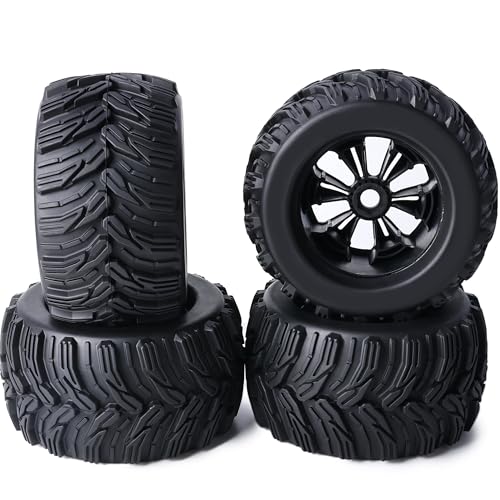 Preglued Larger 17mm Hex 1/8 RC Truck Wheels Tires 3.8“ RC Monster Truck Tyres for 1/8 Summit ERveo 1/8 Arrma 6S Kraton Outcast Notorious 1/7 6S Big Rock Redcat HPI 1/8 Savage JLB Cheetah - style: Directional Tread