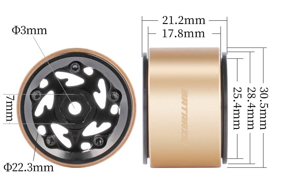 RC Crawlers Truck Upgrade Parts for 1/18 1/24 Scale&FMS FCX18 FCX24 :1.0” Stellar Racing Beadlock Wheels (4pcs) Black - color: Black