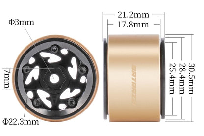 RC Crawlers Truck Upgrade Parts for 1/18 1/24 Scale&FMS FCX18 FCX24 :1.0” Stellar Racing Beadlock Wheels (4pcs) Black - color: Black