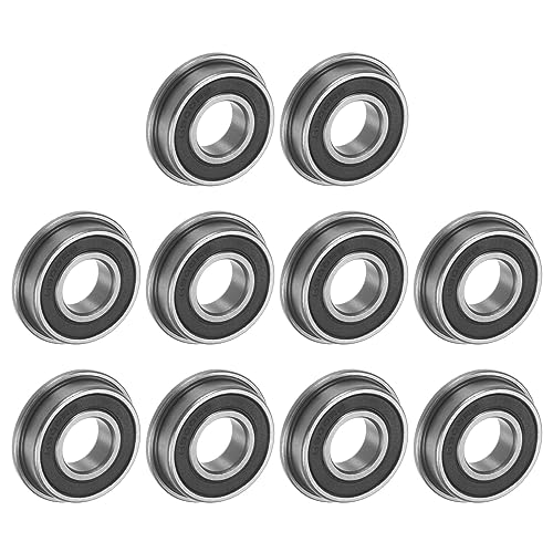 uxcell F6900-2RS Flanged Ball Bearing 10x22x6mm Double Sealed Chrome Steel Flange Bearings, 10pcs - size: F6900-2RS