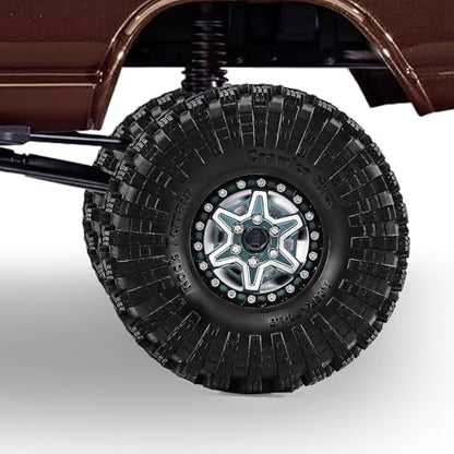 1.9" Alloy Wheels and Rubber Tires 4-Pack, for TRX4, SCX10, SCX10 III, 90046, D90 and Other Popular RC Crawler Models (Titanium) - color: Titanium+W tires