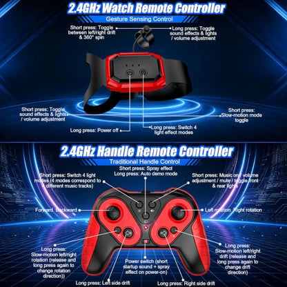 Gesture Sensing RC Stunt Car, 2.4GHz 4WD Remote Control Car for Boys 4-12 | 50 Min Play Dual Batteries, 360° Spinning Drift ,Mist Spray & LED Wheels, Birthday Gift for Kids Boys, Party Gifts, Blue-Red - color: 1-blue
