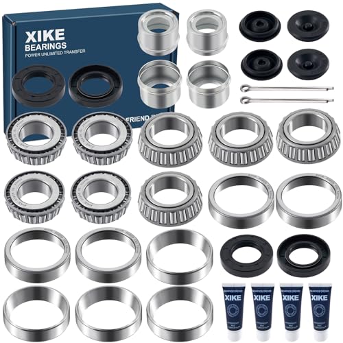 XiKe 25mm Axles 30205 Trailer Bearings Wheel Hub Kit, 4 Sets | Includes TC30x52x10mm Seal, OD 52mm Dust Cover and Cotter Pin. - size: 30205 + Seal ID 1.18, style: Pack 4 Set
