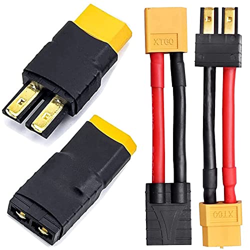 2 Pair RC LiPo Battery Connector Adapter Compatible with Traxxas Plug Battery to XT60 Male Female Connectors ESC Charger