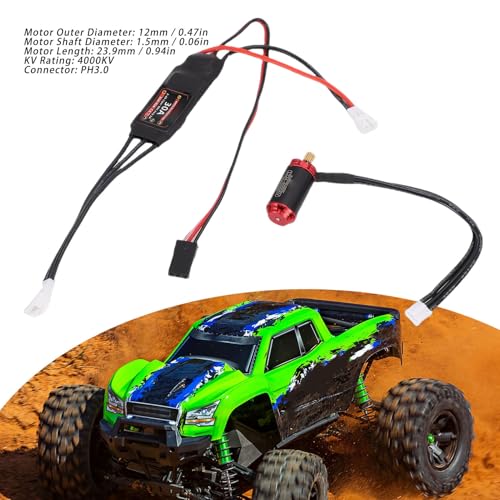 4000KV Brushless Motor ESC Set, RC Car Brushless Outrunner Motor with 30A Electronic Speed Controller, for SCX24 1/24 RC Crawler Truck