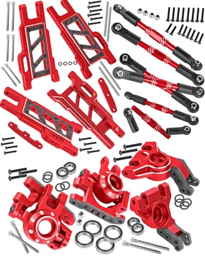 RC Suspension Arms & Mounts,Caster Blocks,Steering Block,Stub Axle Carriers,Turnbuckles Upgrades Part for 1/10 Slash/Rustler/Stampede/Jat0 4x4(VXL),Hoss 4x4 VXL,Red - color: Red(1set)