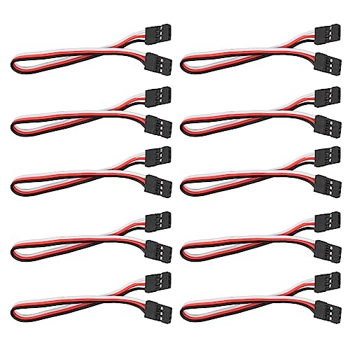 Servo Extension Cable 3 Pin Brass Core High Conductivity Flexible Durable Wire for RC Cars Drones Helicopters Aircraft 10PCS Set (200mm Female to Female) - size: 200mm female to female