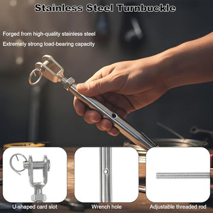 4 PCS M12 Jaw and Jaw Turnbuckles for Cables Wire Rope Tension | Made of 304 Stainless Steel, Corrosion Resistant , Easy to Use,1100lbs Rated,Industrial Shade Sail Rigging - size: 4PCS-M12-UU