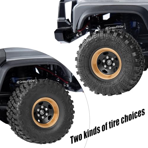 1.0in Beadlock RC Wheels and Tires for 1/18 Trx4m,1/24 SCX24 RC Crawler Car,1.0 Beadlock Rims & 1.0 Beadlock Tires,Brass Wheels Soft Sticky Rubber Tires,4PCS(Style B)