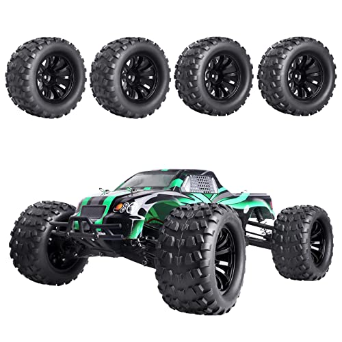 Hobbypark 2.8 12mm Hex RC Truck Wheels and Tires for 1/10 Scale Traxxas Stampede VXL Hoss 4x4 Redcat Volcano Epx Pro S30 Monster Truck fit 2S 3S Brushless Models