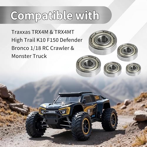 22-Pack Steel Sealed Bearing Kit - Compatible with TRX4M 1/18 RC Crawler, Full Upgrade Set to Replace Plastic Bushings for Smoother Drive & Steering