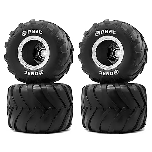 OGRC 1.0" Monster Truck Wheel Tires for SCX24 1/24 RC Crawler Car, 70*49mm | Monster Truck Wheel Rim Tires, M1 Compound, for FMS FCX24 SCX24 B17 Axial 1/24 RC Crawler, Silver - color: Silver