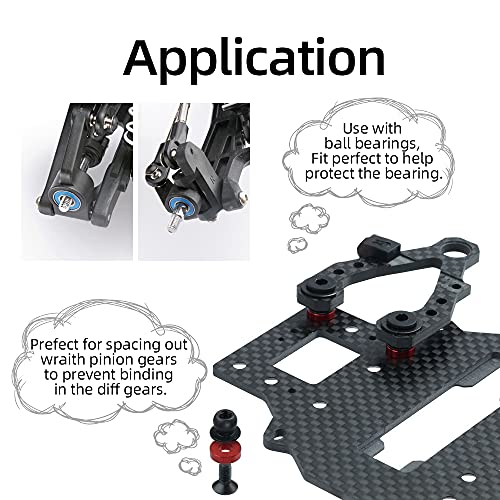 Model 1985 PTFE Coated Nylon Washers, 5x8x0.5mm (Set of 100Pcs) use with Ball Bearing Spacers for Traxxas RC Vehicles