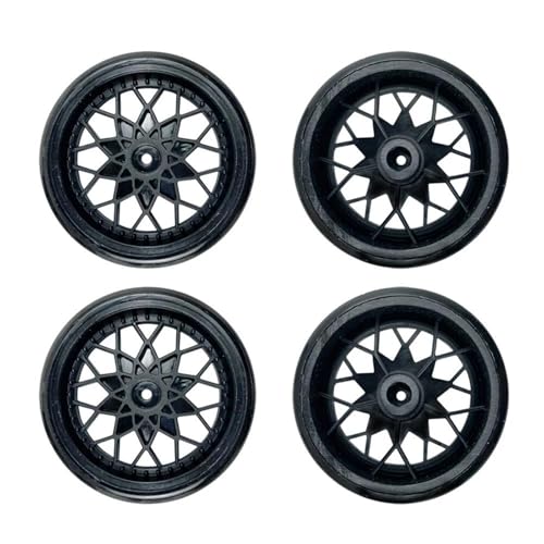 Rc Car Parts for WPL D42 D12 Plastic Drift Tires Bald Tyres Wheel Hub Kits RC Truck Modification Parts Children Toy Replacement RC Car Accessories(Black)