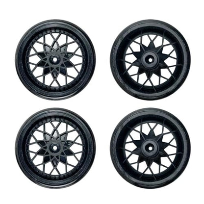 Rc Car Parts for WPL D42 D12 Plastic Drift Tires Bald Tyres Wheel Hub Kits RC Truck Modification Parts Children Toy Replacement RC Car Accessories(Black)