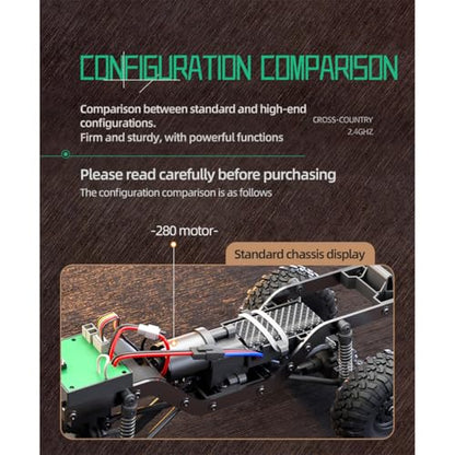 1/16 Scale RC Pickup Crawler for Adults, 2.4GHz Full-Proportional Off-Road Vehicle Model, 4WD Metal Chassis Remote Control Truck with LED Lights, USB Rechargeable (Red) - color: Red