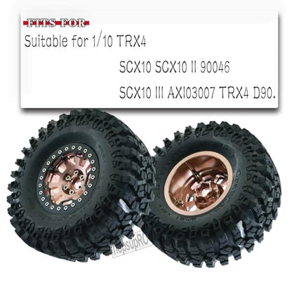 RC 2.2in Tires Tyres & Aluminium 2.2in Beadlock Wheel Rim for 1/10 SCX10 Capra AMG 6x6 TRX4 Gen8 Everest Gen 7 Pro RC Crawler (4PCS Brown) - color: Brown/2.2wheels-scx10