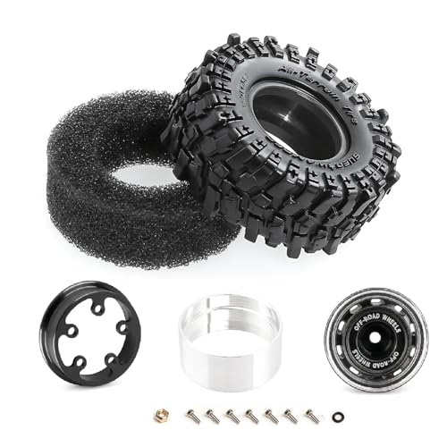 REDSPIDER 0.7" RC Crawler Tires 40mm, RS6 Composite Material Sticky Butyl Rubber Micro Mud Tires with Foam Inserts, High Grip Upgrade for 1/30 Axial SCX30 RC Car (Black) - color: Black