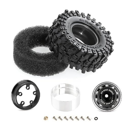 REDSPIDER 0.7" RC Crawler Tires 40mm, RS6 Composite Material Sticky Butyl Rubber Micro Mud Tires with Foam Inserts, High Grip Upgrade for 1/30 Axial SCX30 RC Car (Black) - color: Black