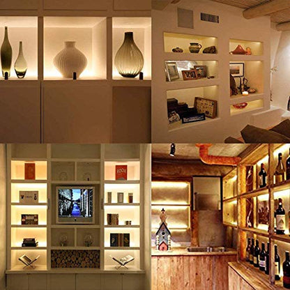 Premium LED Light Strips Kit: 6 x 12 Linkable Bars + Rocker Switch for Warm White Ambient Lighting in Cabinets, Closets, Shelf, Display Case, Showcase Lighting, 3000K Warm White | 3000K Warm White, PCB Cabinet Lighting for Kitchen Shelf, Display Case, Boo