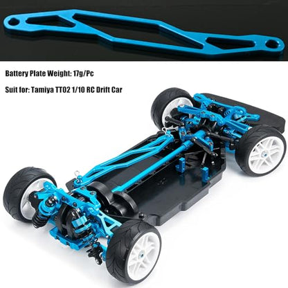 TT02 Battery Plate Aluminum Alloy Battery Holder Mount Plate for Tamiya 1/10 TT02 RC Car Chassis - CNC Machined Upgrade Part - Easy Install - Fits 7.2V/7.4V LiPo/NiMH Packs - color: Blue