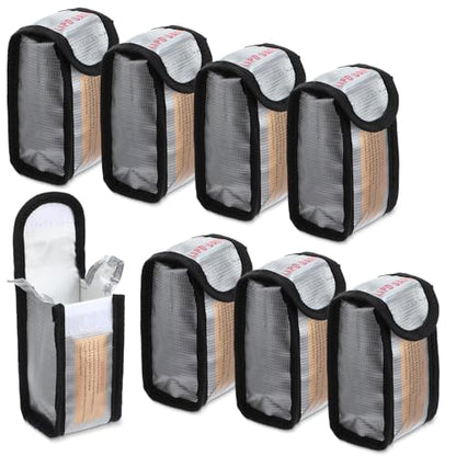 Aliceset 8 Pcs Lipo Battery Bag Lithium Battery Storage, Fireproof and Explosion Proof Bags Guard Safe Pouches 125 mm for Charging Home Travel Office Supplies - size: 125 x 50 x 64 mm