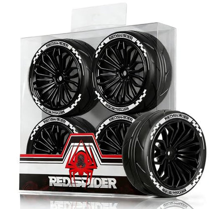 1/10 RC On Road Tires OD 2.55'' & Plastic Wheels 12mm Hex for 1:10 Scale Racing Touring Street Car Tamiya TT01 TT02 XV01 TA06 A959 144001 HPI KYOSHO HSP PTG2 Traxxas (Black) - color: Black