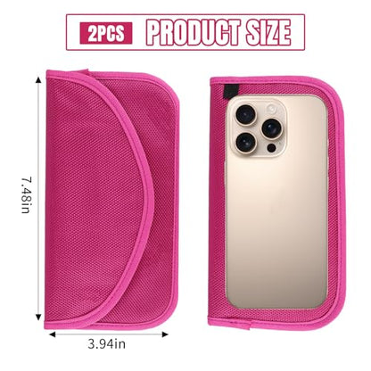 2PCS Faraday Bag for Phones and Car Keys, Keyless Entry RFID Signal Blocking Bag Key Fob Protector, Anti-Theft Faraday Pouch for Cell Phone Privacy Protection, Signal Shielding (Rose Red) - color: Rose Red