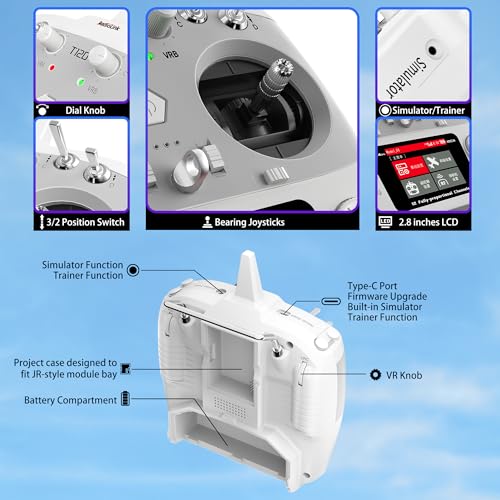 Radiolink T12D 12CH Transmitter R12F Receiver, 4km for Drone/Airplane/Car | 2.4GHz, Long Range RC Remote Controller for RC Airplane, Drone, Crawler, Car, Boats, Supports Micro ELRS Long Range Modules