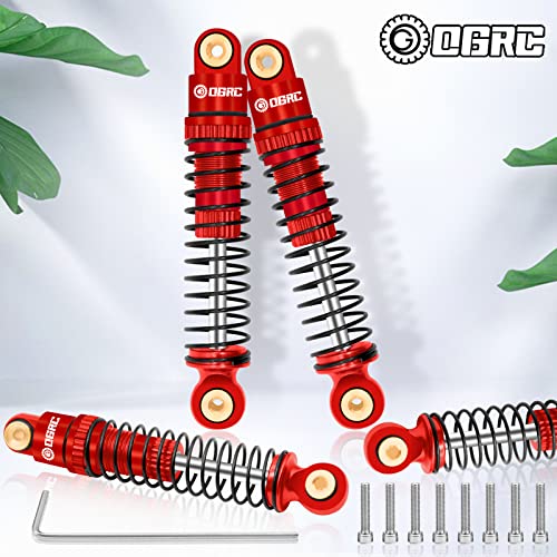 OGRC Shocks Absorber Oil Threaded Damper Aluminum Front & Rear Shocks for Axial SCX24 C10 JLU Deadbolt Gladiator Bronco Upgrade Parts (Red) - color: Red