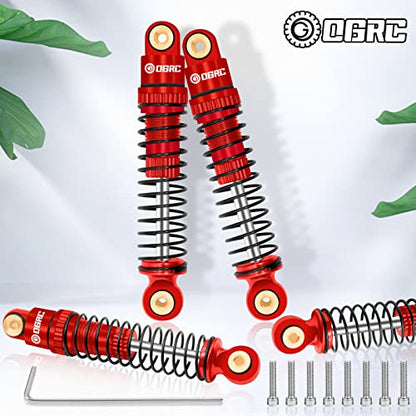 OGRC Shocks Absorber Oil Threaded Damper Aluminum Front & Rear Shocks for Axial SCX24 C10 JLU Deadbolt Gladiator Bronco Upgrade Parts (Red) - color: Red
