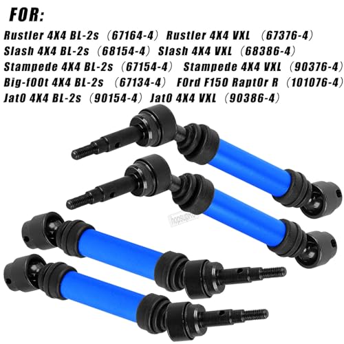 RC Upgrades Part for Stampede Slash Rustler JatO 4X4 VXL/BL-2s,RC #45 Steel CVD Drive Shafts,Harden Front Rear Driveshaft Axles Hops up(4PCS),Replace #9051#9052 Navy Blue - color: Navy Blue(4pcs)