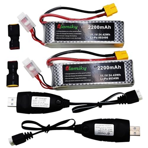 Blomiky 2 Pack 11.1V 3S 2200mAh Lipo Battery with XT60 Plug for Remote Control Evader BX Car RC Truck RC Truggy RC Airplane UAV Drone FPV Boats / 3S 2200mAh XT60 and USB