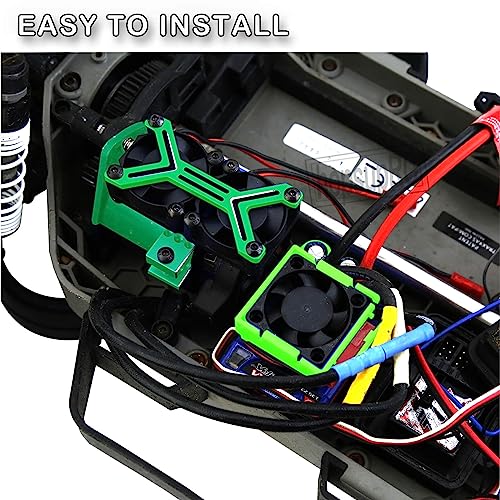 Upgrades for 1/10 Slash/Stampede/Bandit 2WD 4WD,Aluminum 3660 540 550 Motor Cooling Fan with 36-38mm Adjustable Mount&VXL-3s ESC Cooling Fan High Velocity Fan Heatsink Set,Green - color: Green/for Slash