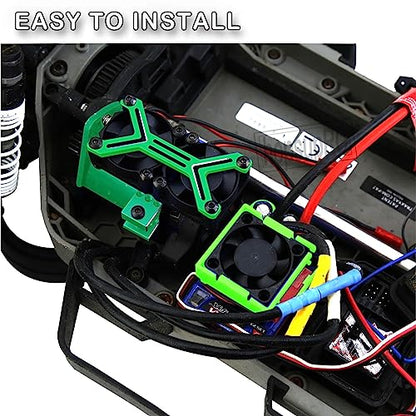 Upgrades for 1/10 Slash/Stampede/Bandit 2WD 4WD,Aluminum 3660 540 550 Motor Cooling Fan with 36-38mm Adjustable Mount&VXL-3s ESC Cooling Fan High Velocity Fan Heatsink Set,Green - color: Green/for Slash