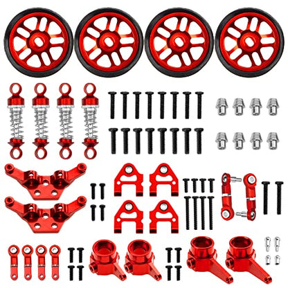 Metal Steering Knuckles Kit A-Arms Suspension Arm Rear Link Rod Shocks & Tires Upgrade Parts Compatible with WLtoys 284131 k979 k989 k999 1/28 RC Car