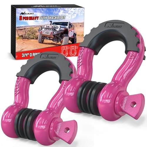 Nilight 2 Pack 3/4" D-Ring Shackle with 7/8" Screw Pin 41,887lbs Break Strength, Heavy Duty Off Road Recovery Shackle with Isolators Washers for Use with Tow Strap, Winch, Off-Road Truck Vehicle - color: Magenta 3/4" 2 Pack, size: 3/4 inch