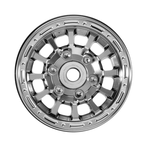 INJORA 1.0" Aluminum Beadlock Wheels 0mm Offset for 1/18 1/24 RC (Chrome) - color: Chrome
