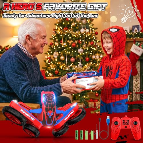 Spider RC Crawler with Cyclone Mode, Rechargeable, Ages 4-12 | 4WD RC crawler with Cyclone mode, all-terrain tires, rechargeable batteries, dual motors and 2.4GHz control - color: Cyclone-black
