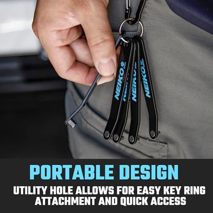 NEIKO 01321A Ultra Low Profile Offset Screwdriver Hex Set, 5 Pc, Heavy Duty S2 Steel Construction, MM, 10mm Bit Depth, Angled Hex Bit, Bent Screwdriver for Tight Spaces, Allen Wrench Keychain - style: Hex Metric