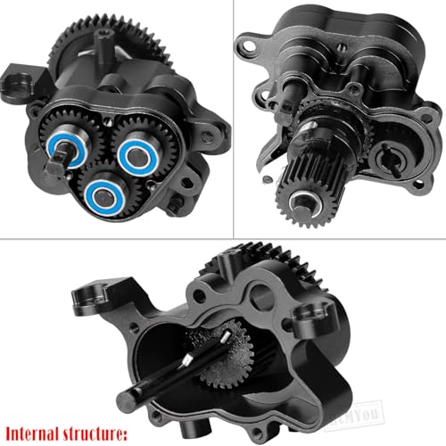 Aluminum Transmission Gearbox with Internal Gears Upgrades Part for 1/10 TRX-4 TRX-6 RC Crawler,Alloy 2 Speed Transmission Gearbox,Black - color: Black - (Alloy Transmission)