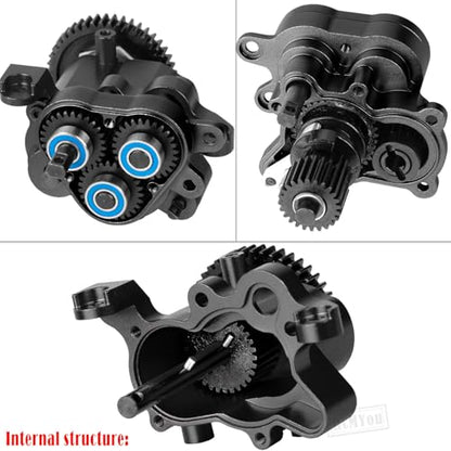 Aluminum Transmission Gearbox with Internal Gears Upgrades Part for 1/10 TRX-4 TRX-6 RC Crawler,Alloy 2 Speed Transmission Gearbox,Black - color: Black - (Alloy Transmission)