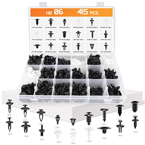 OTUAYAUTO 435 Pcs Car Push Type Retainer, 19 Most Popular Sizes | Fender & Bumper Shield Retainer Clips, Push Pin Rivets Kit for GM Ford Toyota Honda Chrysler, etc. - size: 6mm-10mm